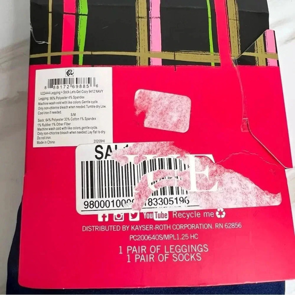 Hue Legging & Sock Set Navy Blue Let's Get Cozy Size S/M Fleece Lined - Picture 2 of 5